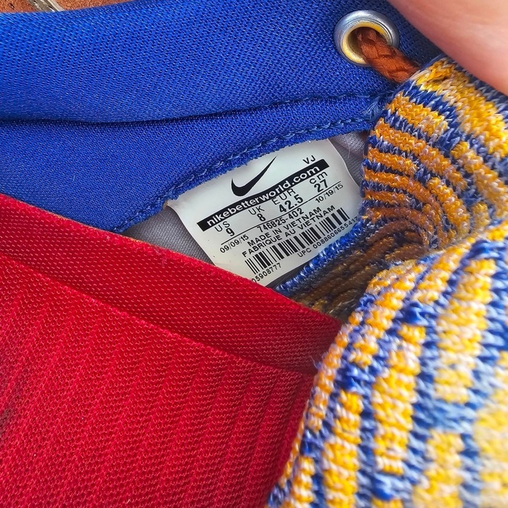 Nike Roshe One NM Flyknit Mens 9 Brown Blue Yellow Suede Sneakers 746825-402 ~ - Picture 7 of 8